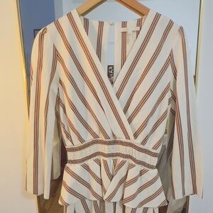 Maje Striped Romper Playsuit with Pockets -Size 36